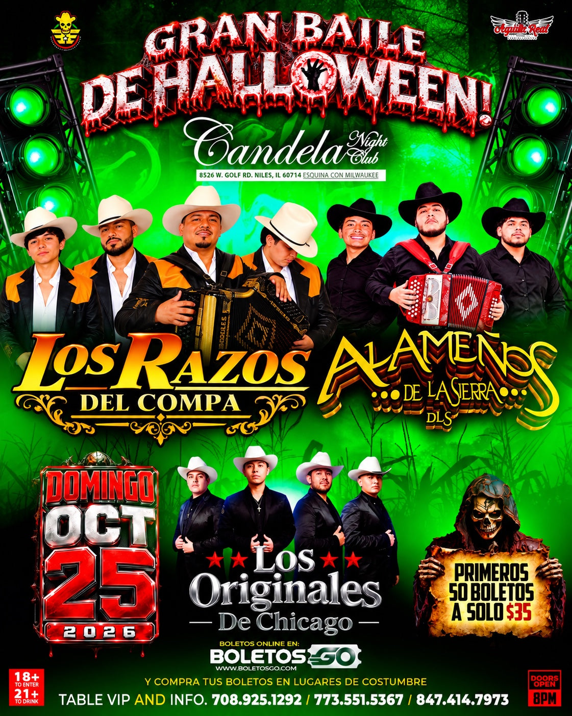 Flyer Gran Baile de Halloween, Candela Night Club, Niles, 25 octubre 2026